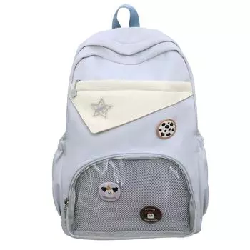 Большая вместимость студенческого школьного рюкзака в стиле колледжа, женский рюкзак с цветными блоками чёрный