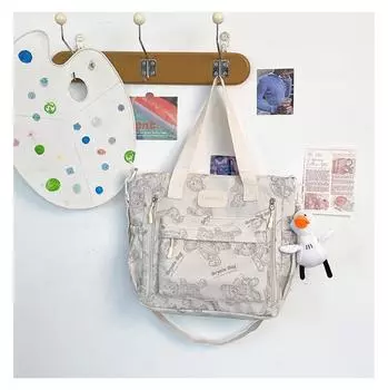 Большая вместимость сумка-мессенджер для путешествий через плечо, портативная, симпатичная, в стиле ретро, для студентов, для занятий репетиторством белый