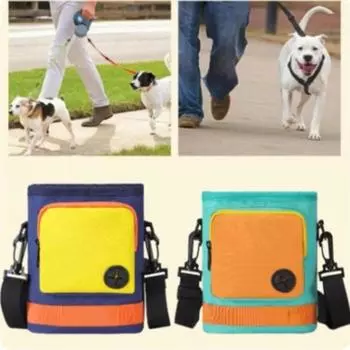 Большая вместимость сумки для закусок для домашних животных, портативные карманы для дрессировки щенков, сумка для лакомств для собак, поощрительная еда зелёный/оранжевый
