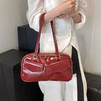 Большая вместимость сумки на одно плечо для женщин, новые женские красные сумки из искусственной кожи, модные универсальные дорожные сумки для поездок на работу (30cm<Max Length<50cm)