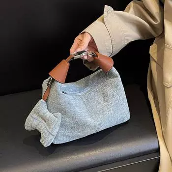 Большая вместимость, универсальная новая джинсовая ручная сумка для женщин, высокая красота, сумка-кобура для подмышек, модная сумка через плечо на одно плечо