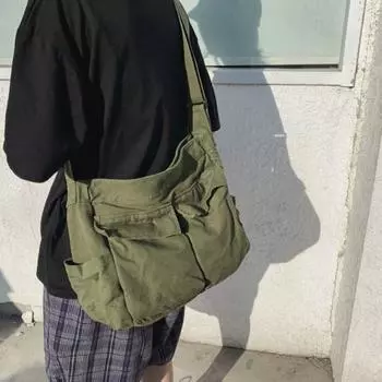 Большая вместимость винтажные сумки через плечо Harajuku Crossbody сумка модная подростковая сумка-мессенджер для девочек коричневый