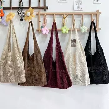 Большая вместимость вязаная сумка полая тканая сумка для покупок большие кошельки вязаная крючком пляжная сумка женская Style 10