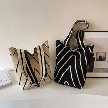 Большая вместимость вязаные сумки повседневная тканая сумка через плечо с ручкой женские тканые сумки ручной работы сумка-узел на запястье