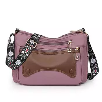 Большая вместимость женская маленькая квадратная сумка из нейлоновой ткани через плечо фиолетовый