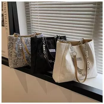 Большая вместимость женская ретро новая тенденция повседневная портативная школьная сумка для поездок на работу одно плечо сумка-тоут 32.5x9x27cm синий