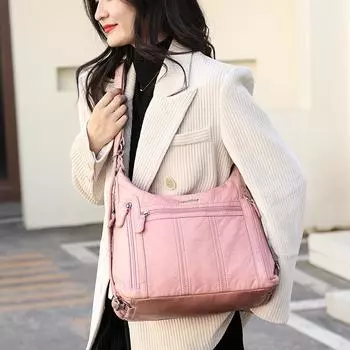 Большая вместимость женская сумка женская искусственная кожа сумка через плечо женская многофункциональная сумка через плечо розовая сумка A Main Femme серый