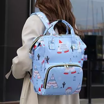 Большая вместимость женского рюкзака-тоут для подгузников - водостойкая ткань Оксфорд с утепленным слоем, розовый