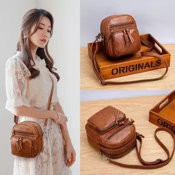 Большая вместительная 3-слойная женская сумка через плечо, модная маленькая сумка на плечо, женская маленькая винтажная сумка из мягкой кожи, женская мини-болса