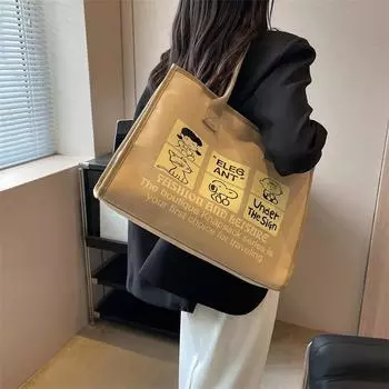 Большая вместительная элегантная и повседневная холщовая сумка для женщин, универсальная сумка через плечо, модная сумка