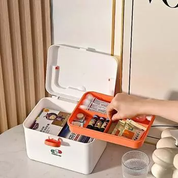 Большая вместительная аптечка для домашнего хранения лекарств, многослойная классификация, домашняя аптечка, портативная аптечка первой помощи синий