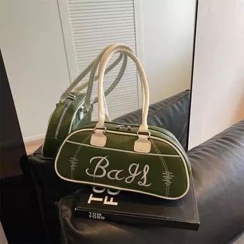 Большая вместительная бейсбольная сумка с вышитыми буквами для женщин, сумка через плечо в американском стиле в стиле ретро