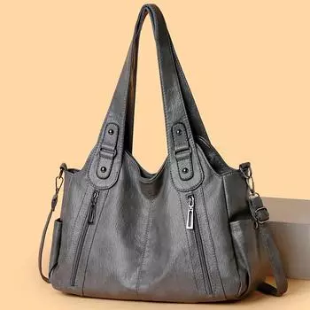 Большая вместительная дизайнерская женская сумка через плечо класса люкс, модная мягкая кожаная женская сумка