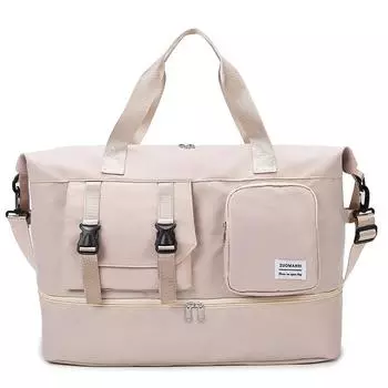 Большая вместительная дорожная сумка, многофункциональная спортивная сумка для фитнеса, раздельная сумка для сухого и влажного хранения, сумки для обуви, сумка для хранения бежевый