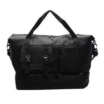 Большая вместительная дорожная сумка женская спортивная сумка легкая сухая и влажная раздельная спортивная сумка раздельные сумки для обуви чёрный