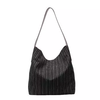 Большая вместительная джинсовая сумка женская полосатая сумка через плечо сумка для путешественников чёрный