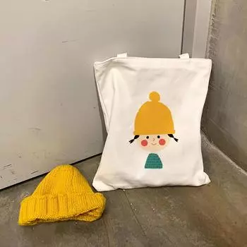 Большая вместительная холщовая модная сумка через плечо, кавайная сумка для покупок с принтом девушки из мультфильма, женская пляжная сумка-шоппер Bolsas De Tela 24*26cm