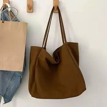 Большая вместительная холщовая модная сумка через плечо, новая однотонная повседневная сумка с верхней ручкой