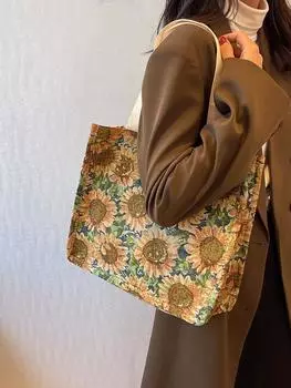 Большая вместительная холщовая сумка 2024 года, новая модная сумка для студентов колледжей, женская сумка для мамочек