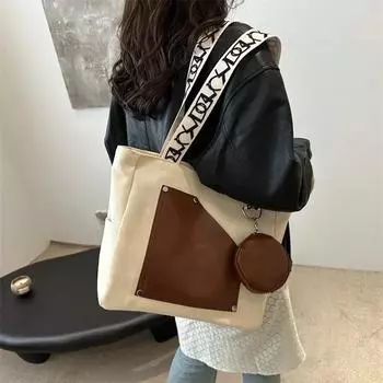 Большая вместительная холщовая сумка через плечо для женщин, модная сумка через одно плечо корейской версии