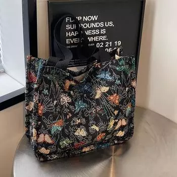 Большая вместительная холщовая сумка для поездок на работу, женская, новинка 2024 года, модная женская сумка-тоут, студенческая сумка через плечо для женщин