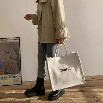 Большая вместительная холщовая сумка для женщин 2024 года, новая модная сумка для отдыха на плечо, студенческая сумка для поездок на работу белый