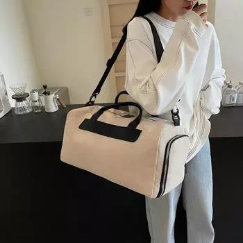 Большая вместительная холщовая сумка для женщин 2024 года, новая повседневная универсальная сумка-мессенджер для деловых поездок, переносная сумка для путешествий на короткие расстояния чёрный