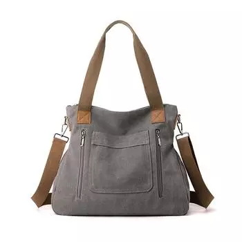 Большая вместительная холщовая сумка Прочная легкая сумка через плечо Повседневная практичная пригородная сумка 33X12X29CM серый