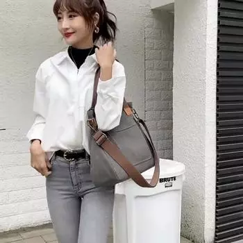 Большая вместительная холщовая сумка Прочная легкая сумка через плечо Повседневная практичная пригородная сумка синий