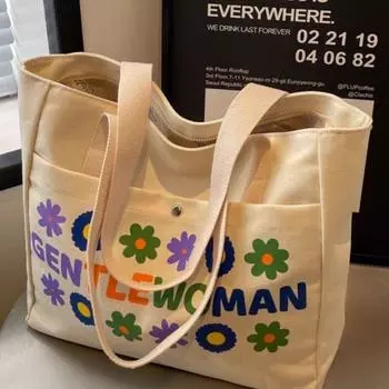 Большая вместительная холщовая сумка с несколькими карманами, дорожные и хозяйственные сумки с цветочным принтом