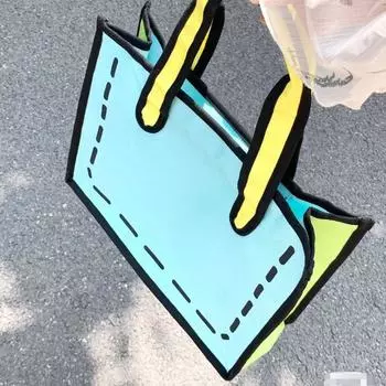 Большая вместительная холщовая сумка, школьный рюкзак с рисунком из аниме, мультяшная 3D-сумка, женская новая сумка через плечо, сумка для покупок с защитой окружающей среды 38*13*28cm синий