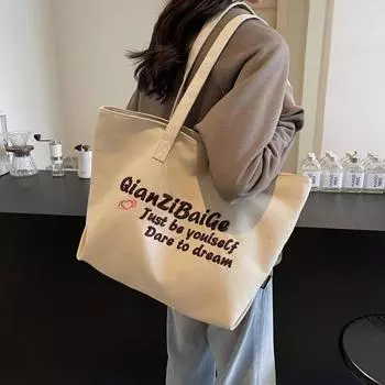 Большая вместительная холщовая сумка-тоут для женщин, сумка на одно плечо, ручная сумка для покупок в интернете, мода