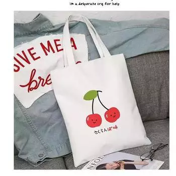 Большая вместительная холщовая сумка в корейском стиле для студентов колледжей вишня