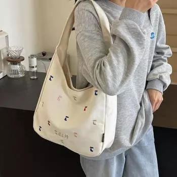 Большая вместительная холщовая сумка, женская красочная вышитая сумка через плечо, маленькая свежая студенческая сумка через плечо, дамская сумочка, модная сумка-тоут