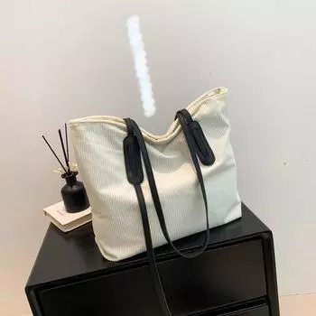 Большая вместительная холщовая сумка женская 2024 новая простая повседневная сумка модная универсальная сумка через плечо для поездок на работу чёрный