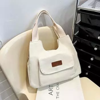 Большая вместительная холщовая сумка женская зимняя модная сумка подмышку для отдыха студенческая модная сумка белый