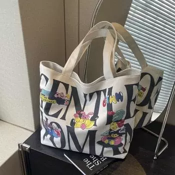 Большая вместительная холщовая сумка женская осенне-зимняя универсальная 2024 новая повседневная сумка через плечо сумка для шоппинга сумка-тоут для поездок на работу розовый