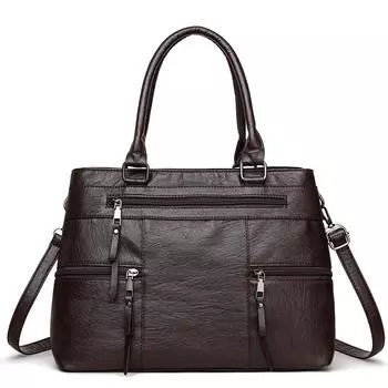 Большая вместительная качественная сумка, новая мягкая кожаная сумка для поездок на работу, сумка через плечо