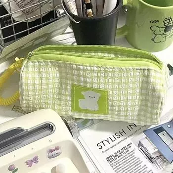 Большая вместительная канцелярская сумка креативный пенал для ручек сумка для хранения школьная сумка для карандашей зелёный