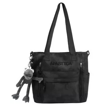 Большая вместительная контрастная сумка через плечо женская сумка через плечо чёрный