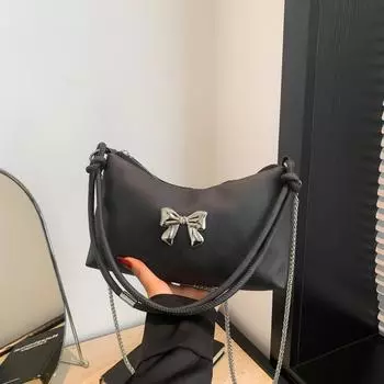 Большая вместительная корейская версия зарубежного стиля моды индивидуальности 2024 года новый однотонный эстетический тренд повседневная сумка-мессенджер через плечо чёрный