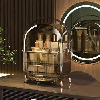 Большая вместительная коробка для хранения косметики, водонепроницаемый пылезащитный настольный органайзер для макияжа, прозрачный ящик для хранения средств по уходу за кожей