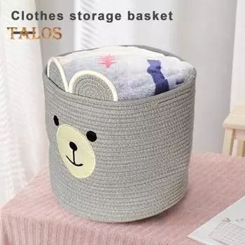 Большая вместительная корзина для белья, мягкая складная, прочная, несущая мультяшный медведь, контейнер для грязной одежды, сумка для хранения, ванная комната S светло-серый
