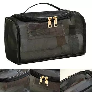 Большая вместительная косметичка для хранения вещей, дорожная косметичка, сетчатая косметичка, прозрачные косметички, маленькая большая черная косметичка