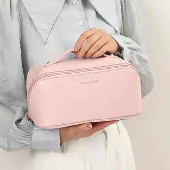 Большая вместительная косметичка для переноски органайзер для туалетных принадлежностей в дороге one size чёрный