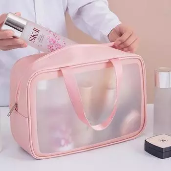 Большая вместительная косметичка для влажной и сухой косметики - портативный органайзер для туалетных принадлежностей для путешествий 2023 года для женщин small thick чёрный