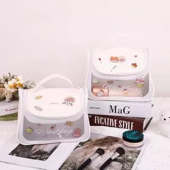 Большая вместительная косметичка для женщин, водонепроницаемая дорожная косметичка, наклейки для девочек, органайзер для красоты Kawaii розовый