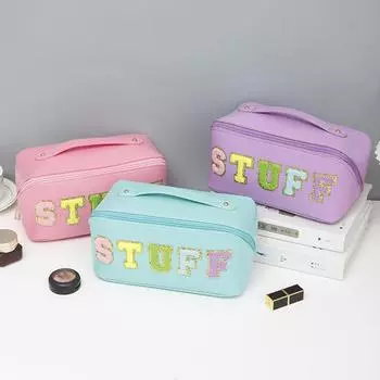 Большая вместительная косметичка для женщин, косметичка из искусственной кожи, портативная сумка для мытья, дорожная органайзер для туалетных принадлежностей, сумка для хранения 23.5x12x12cm мятный