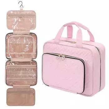 Большая вместительная косметичка из искусственной кожи, женская дорожная косметичка, органайзер для мытья косметики, сумка для женщин чёрный