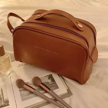 Большая вместительная косметичка с двойной молнией, женская портативная простая новая высококачественная косметичка Sense Travel Skincare, сумка для хранения